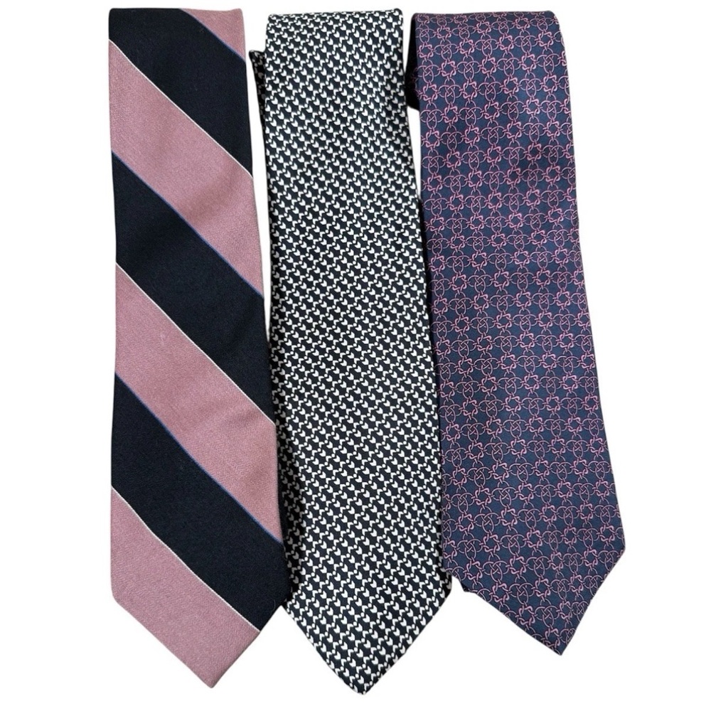 Vintage Lot of 3 Guy Laroche Designer Neckties - Silk and Wool Classic Classy
